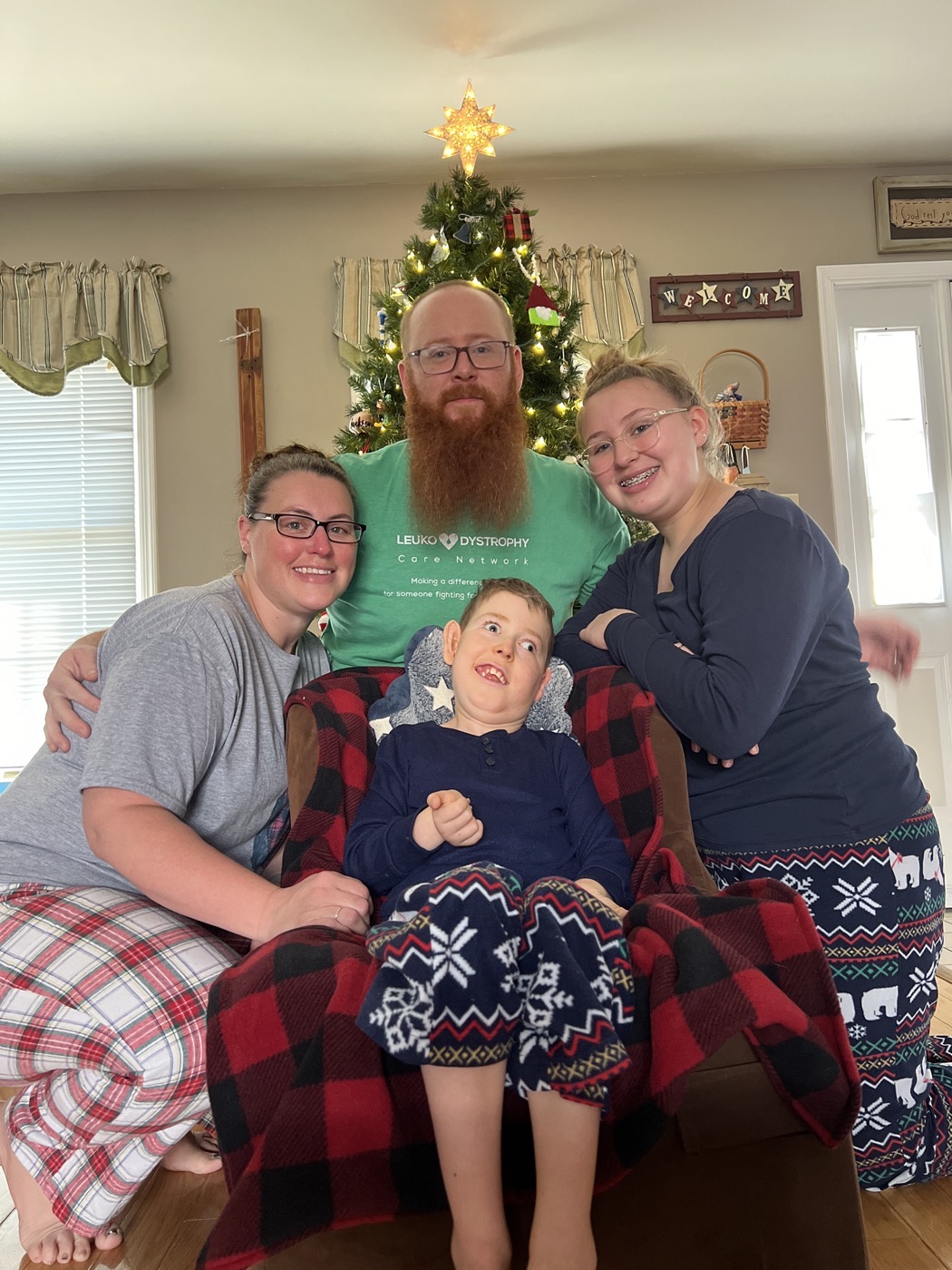 Ben, Heather, Ava, and Jackson together at Christmas
